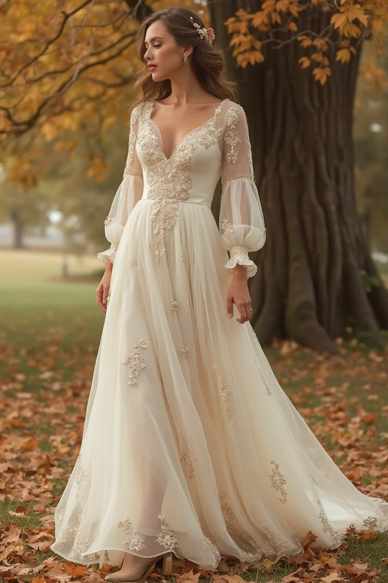 Boho-Chic Autumn Wedding Dresses with Ethereal Details