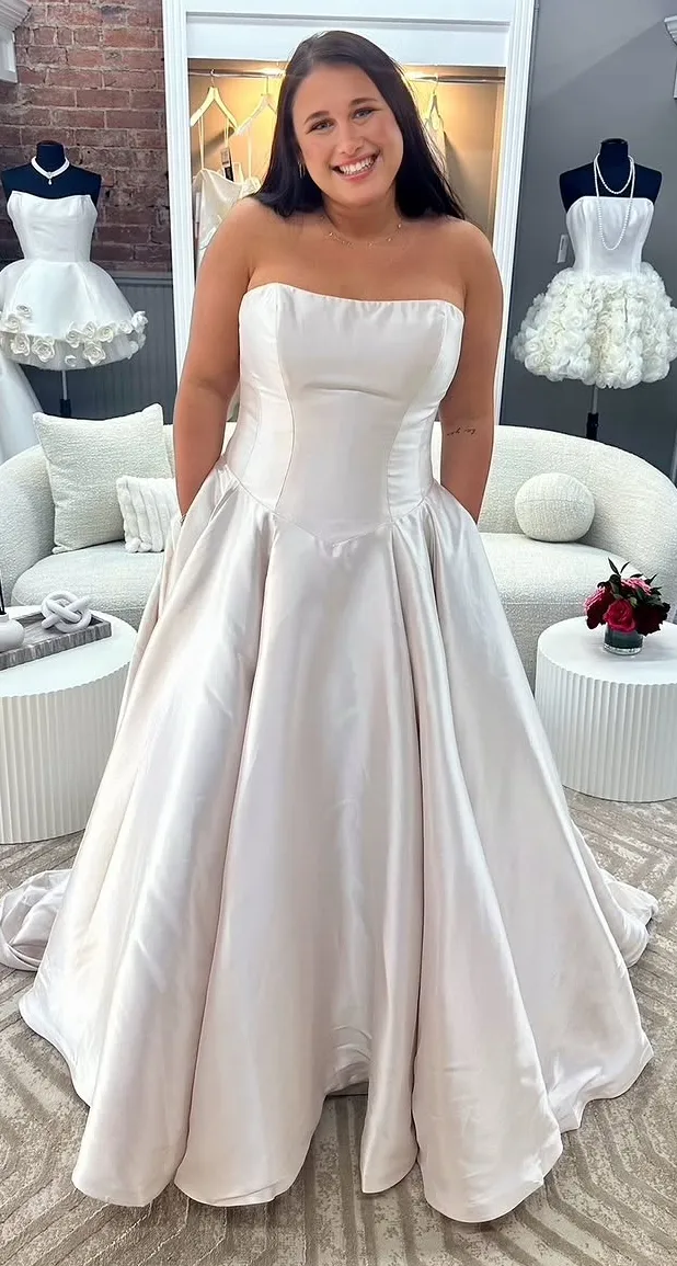 A Formal Satin Ballgown Wedding Dress with Timeless Grace