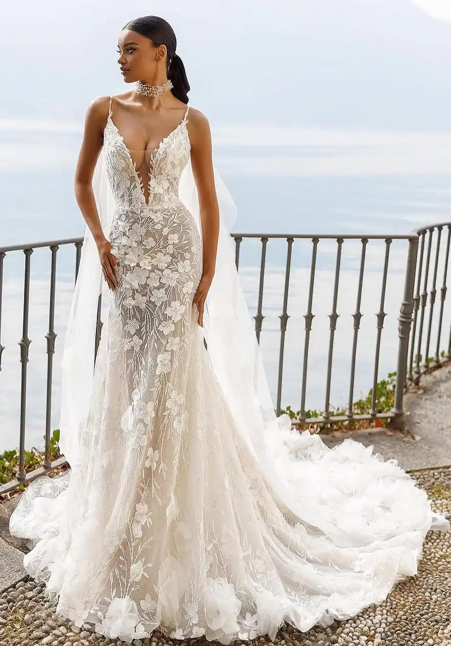 A Lace-Kissed Spring Wedding Gown