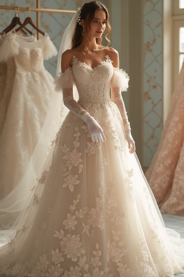 A Lace Wedding Dress with Fairytale Charm