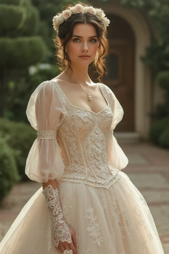 A Lace Wedding Dress with Vintage Fairytale Charm