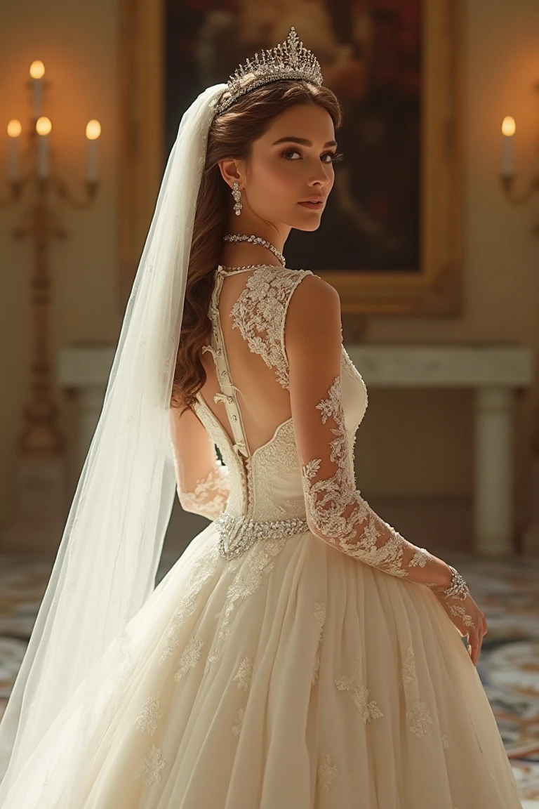A Lace and Satin Ballgown Fit for a Modern Queen