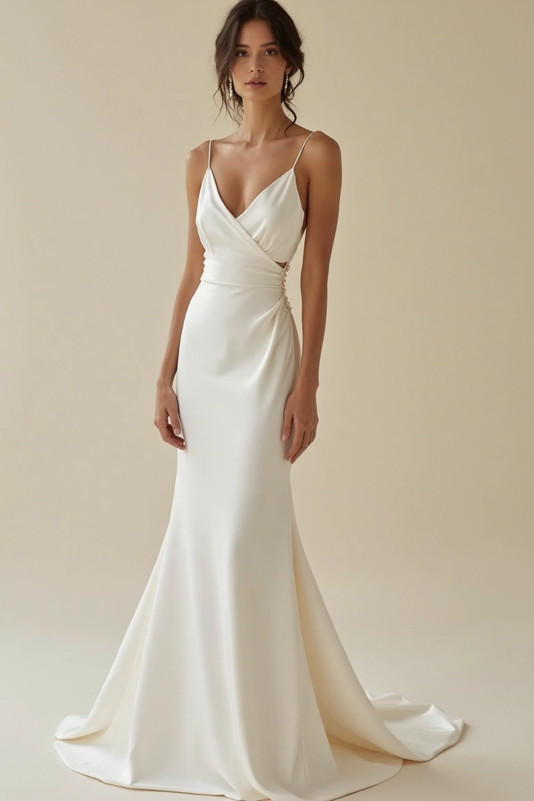 A Minimalist Slip Wedding Gown with Effortless Elegance