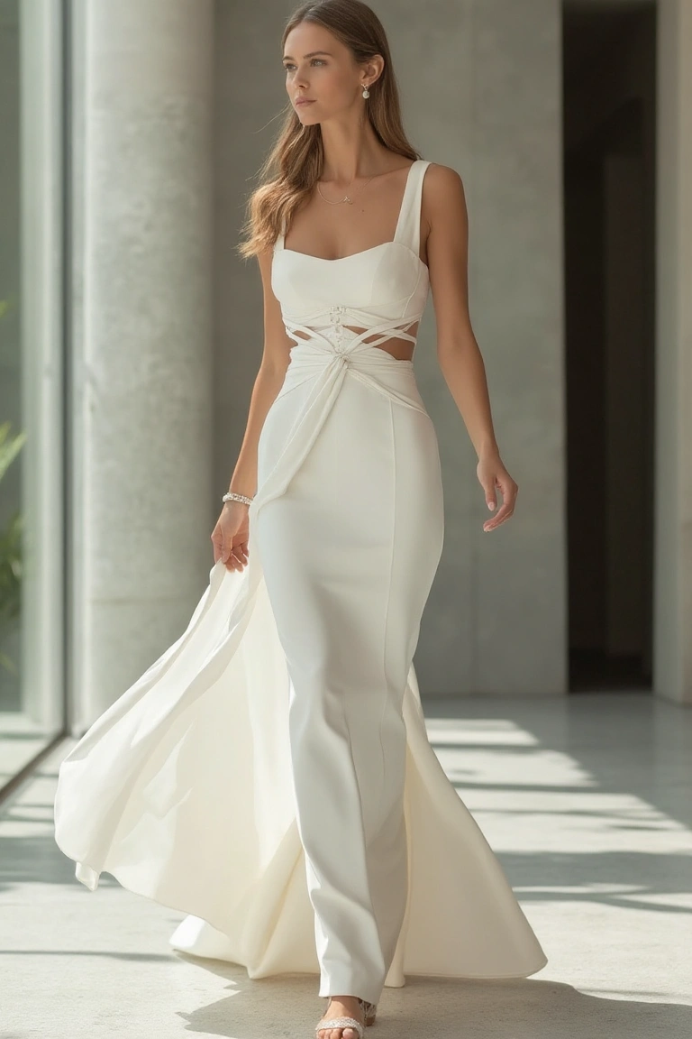 A Modern Cutout Spring Wedding Gown