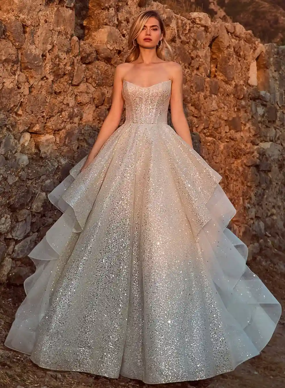 A Sparkling Princess Wedding Dress with Modern Edge