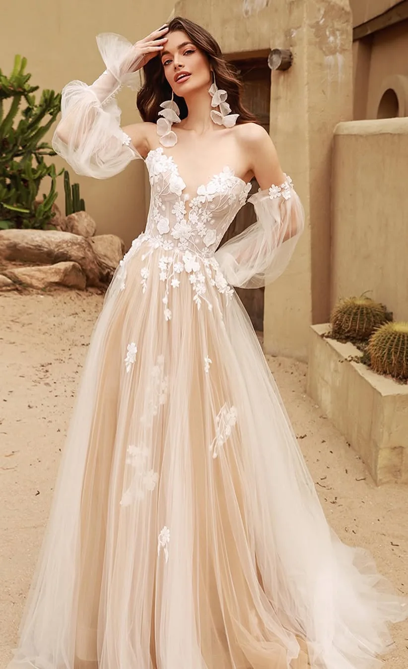 A Whimsical Tulle & Floral Appliqué Wedding Gown for the Bold Romantic