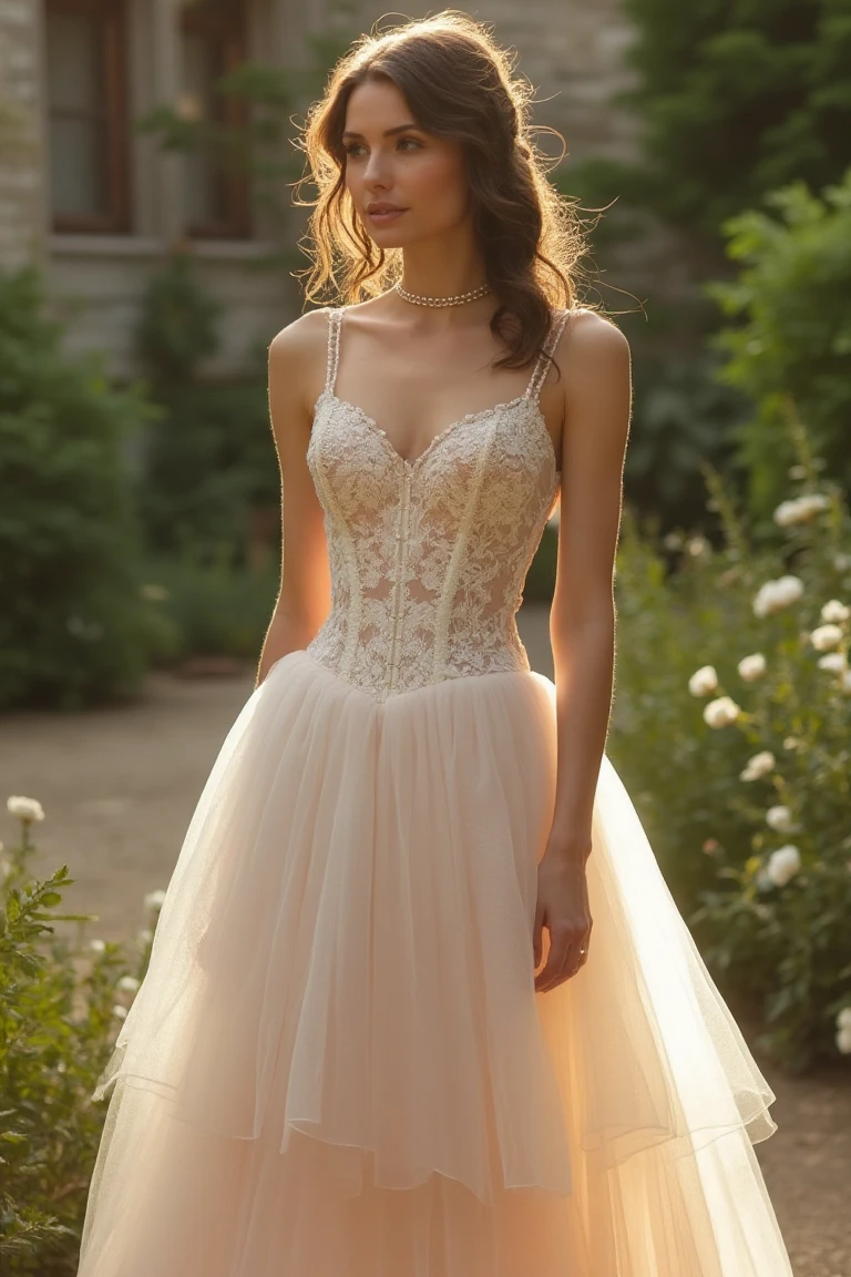 Blush Tulle & Lace Corsetry A Summer Wedding Dress with Fairytale Charm