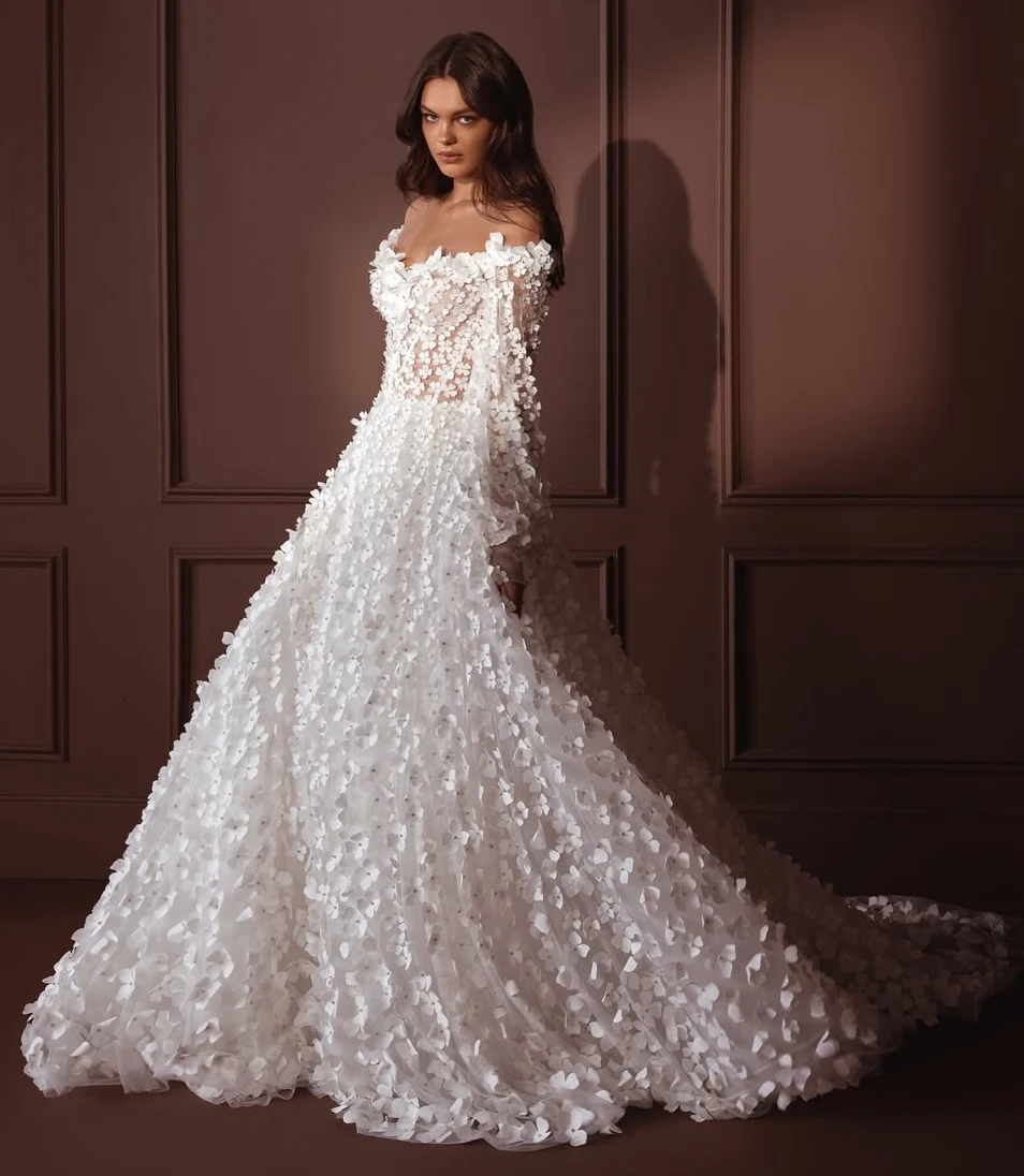 Enchanting 3D Floral Wedding Gown