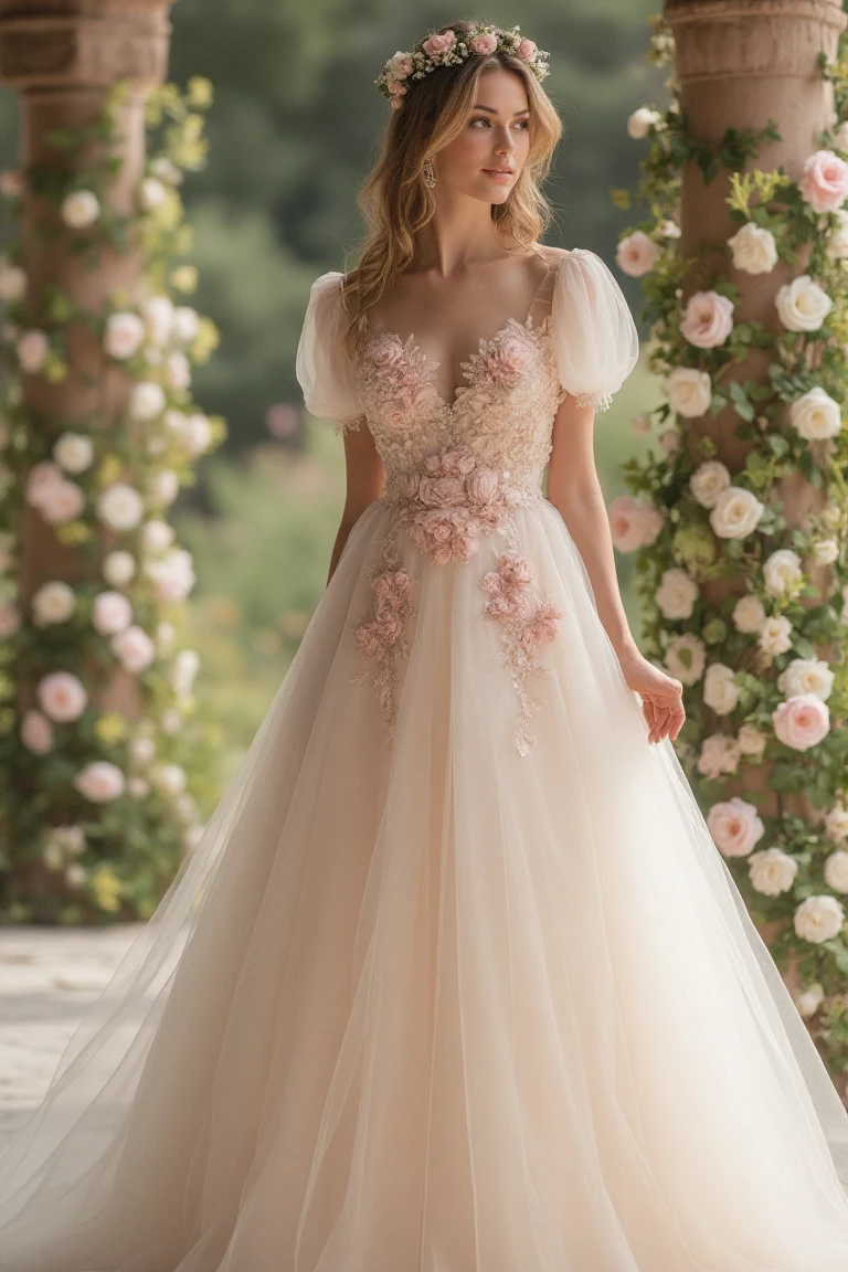 Ethereal Garden-Inspired Wedding Gown