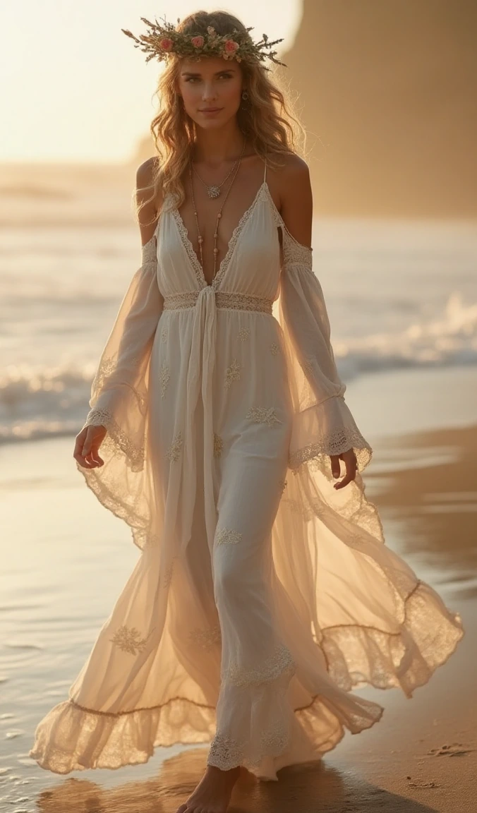 Free-Spirited Lace Engagement Dress for Coastal Romance