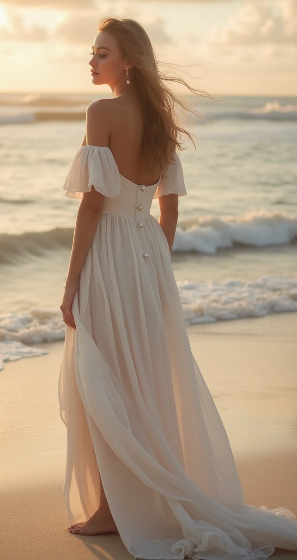 Golden Tide A Soft & Effortless Beach Wedding Gown