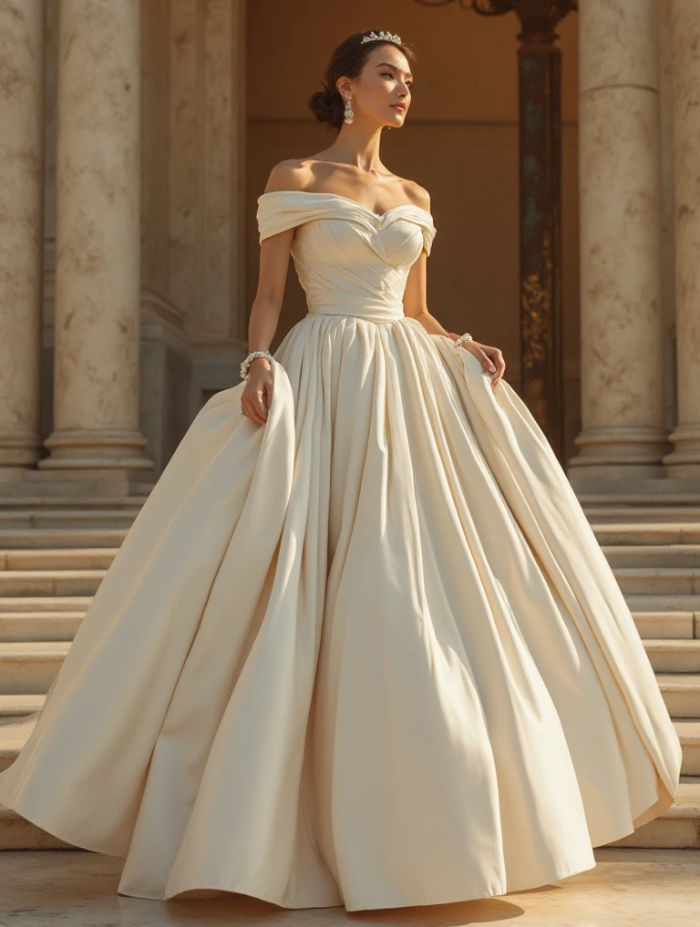 Grand Off-Shoulder Ball Gown for a Fairytale Engagement