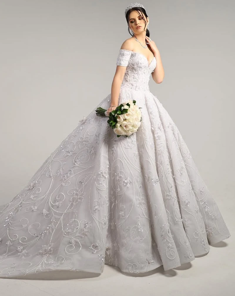 Majestic White Ball Gown for an Engagement Fit for a Queen