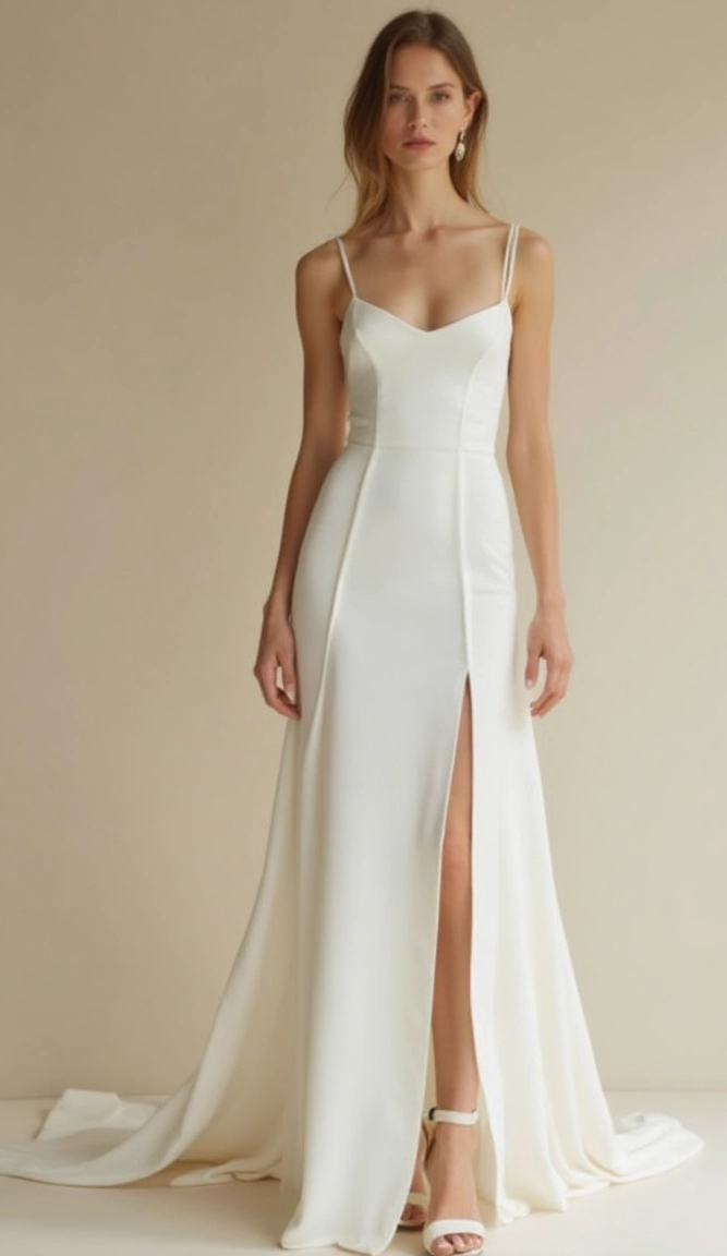 Minimalist Satin A-Line Wedding Dresses