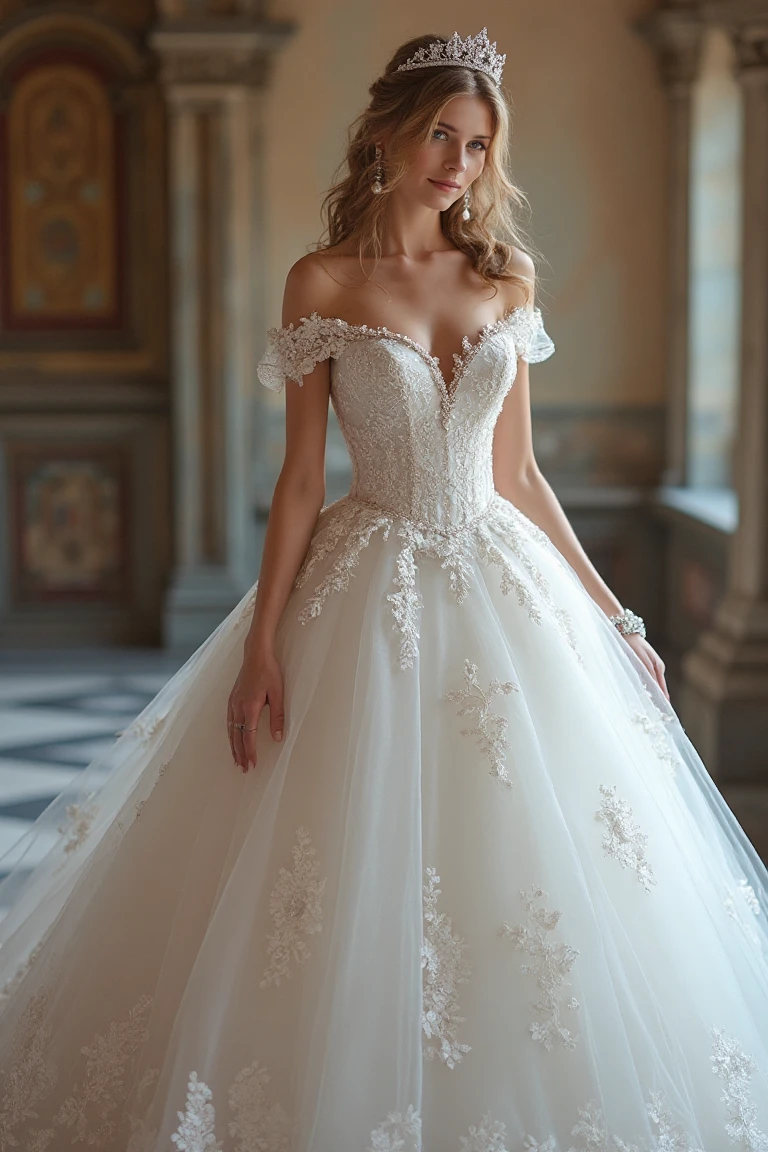 Off-Shoulder Ball Gown Wedding Dresses with Fairytale Grace