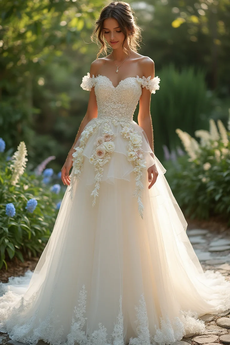 Off-Shoulder Wedding Dresses with Fairytale Charm