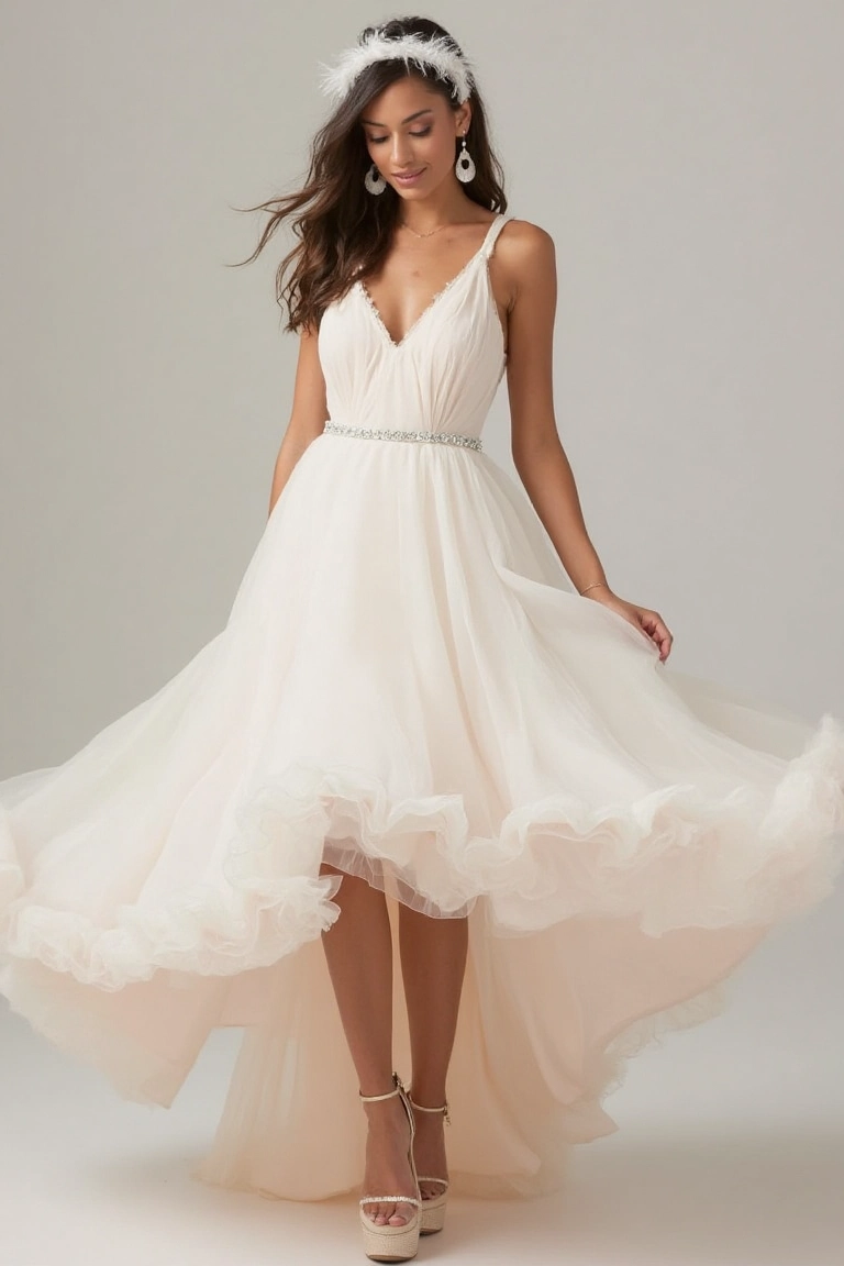 Playful Ruffles & Airy Tulle A Summer Wedding Dress with Whimsical Charm