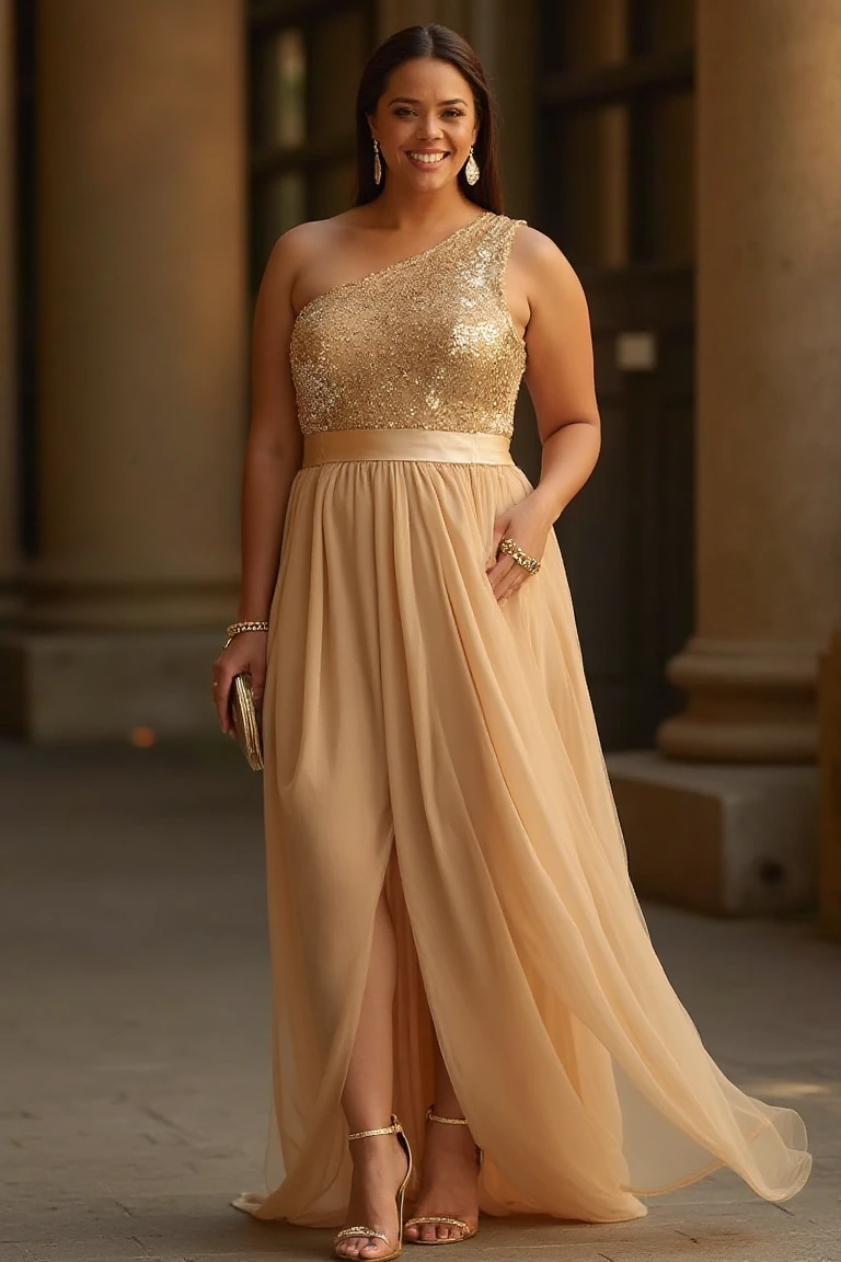 Plus-Size Gown That Radiates Effortless Elegance