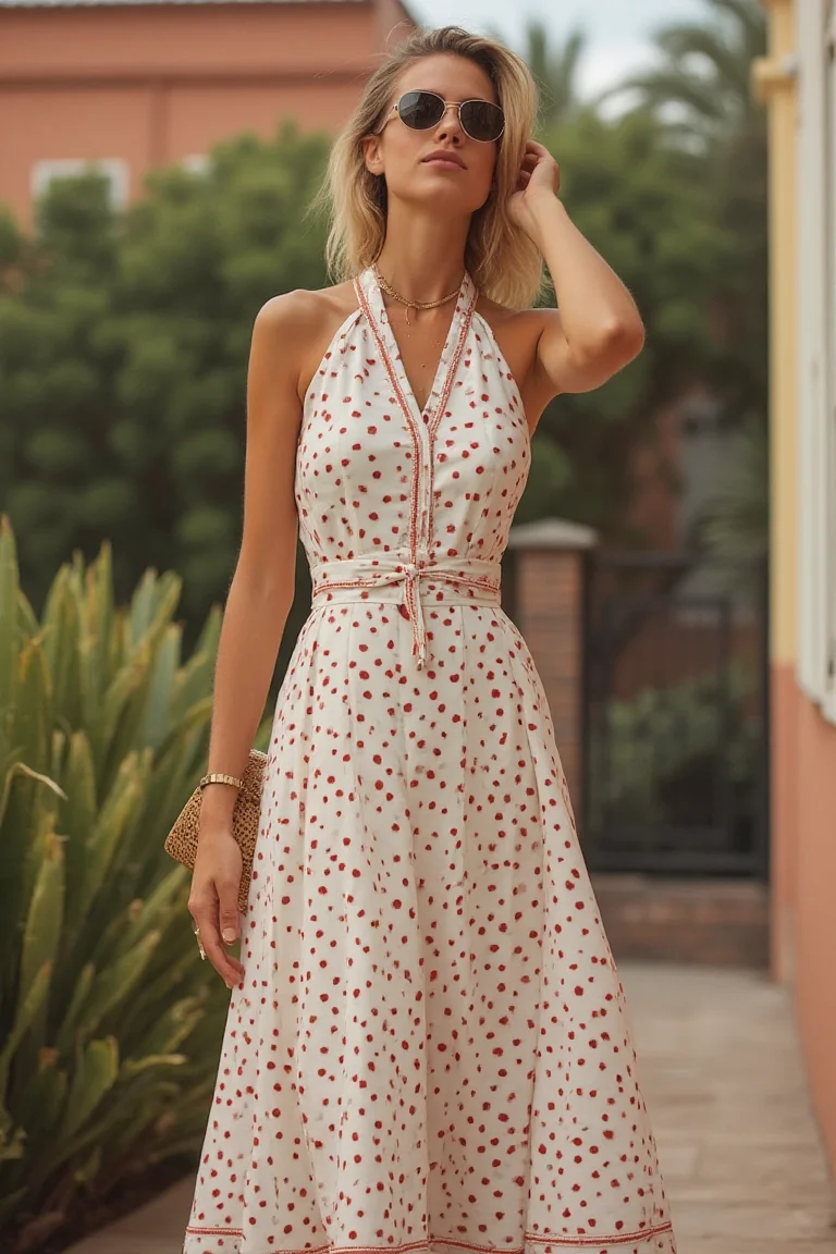 Polka-Dot Halter Dress for Chic Summer Days