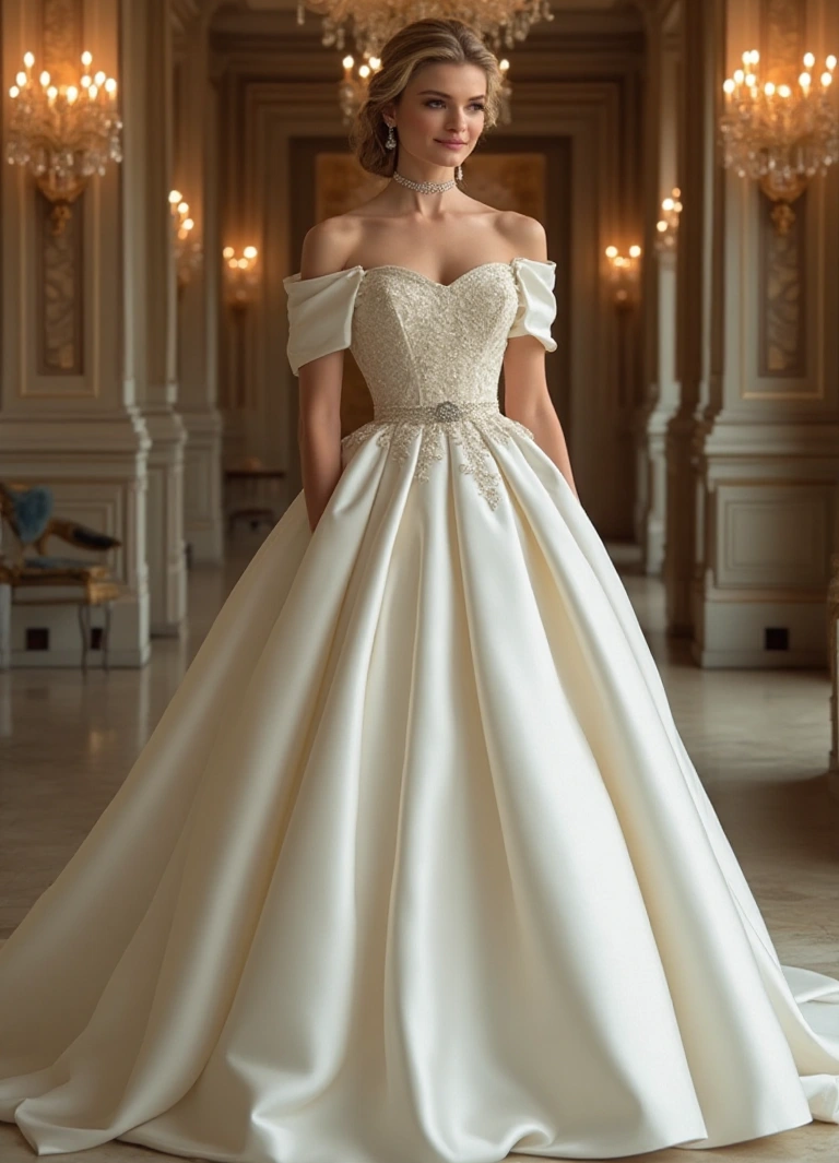 Satin A-Line Wedding Dresses with Regal Charm