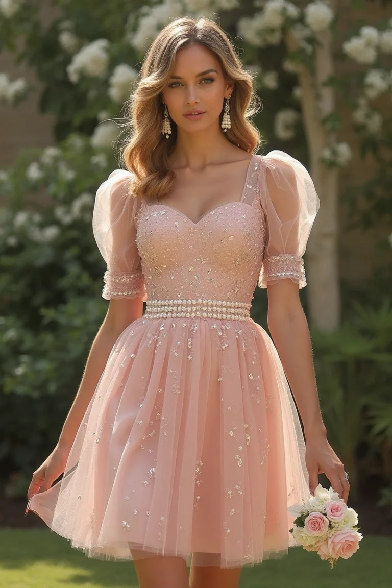 Soft Pink Sequin Dress for Fairytale Moments