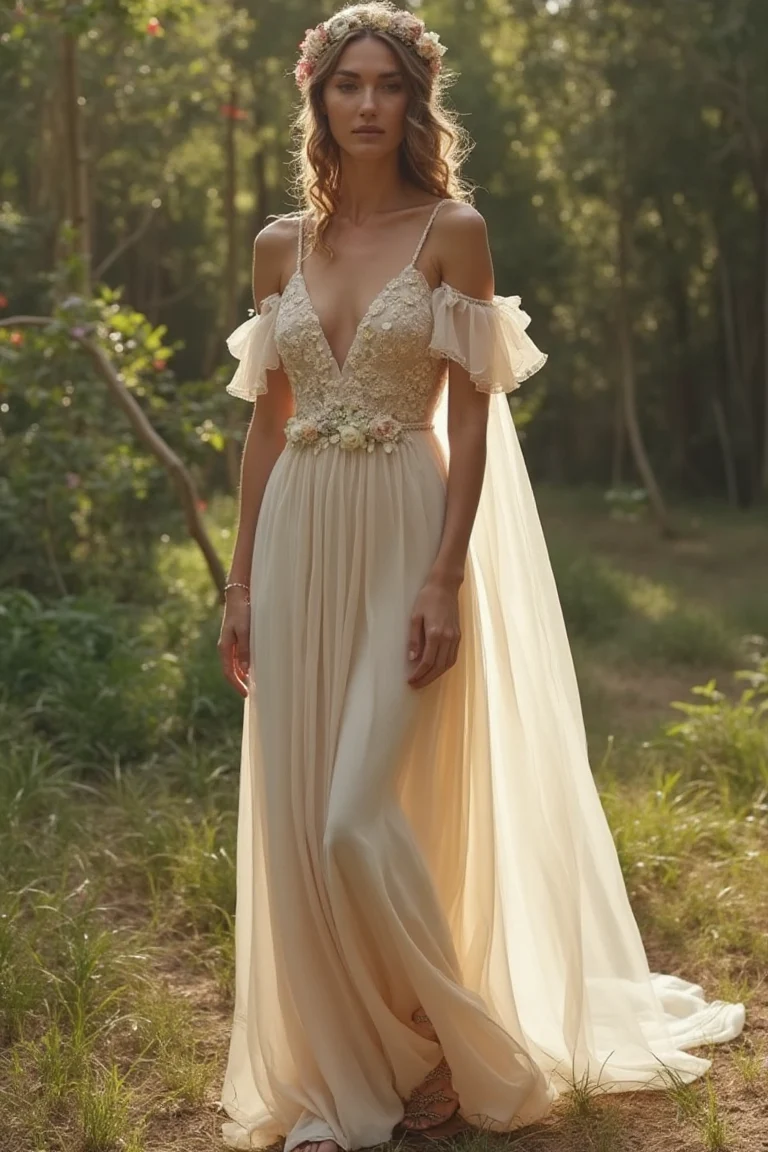 The Champagne Wedding Dress for a Free-Spirited Bride