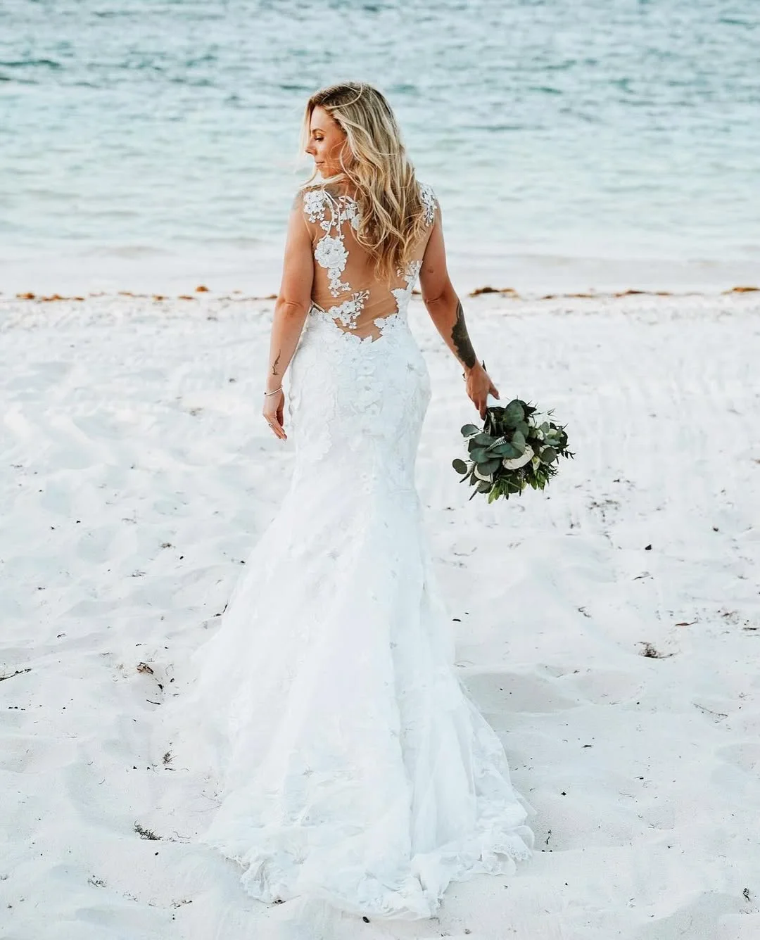 Tide & Tulle A Lace-Back Beach Wedding Gown