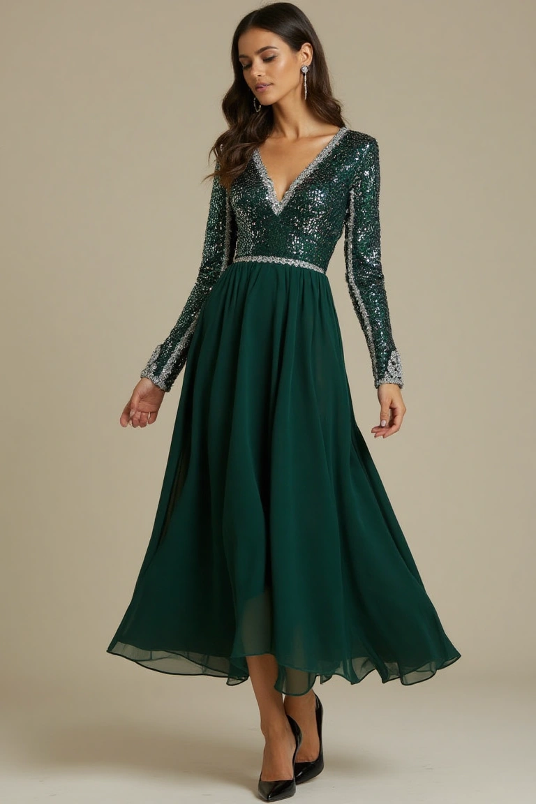 Sequin & Chiffon Gown Made for Holiday Glam
