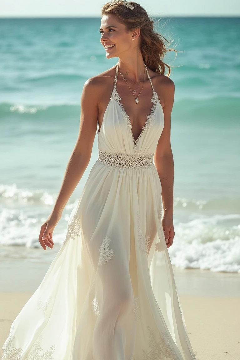 The Effortless Beauty of Halter Neck Beach Wedding Dresses