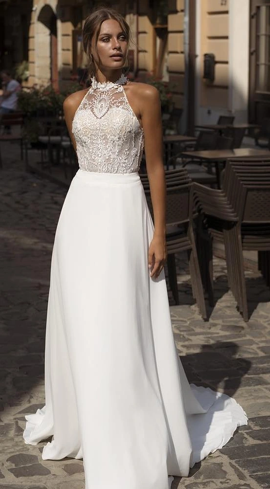 The Effortless Elegance of Halter Neck Wedding Dresses