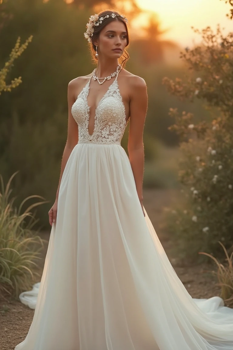 The Free-Spirited Charm of Halter Neck Wedding Dresses