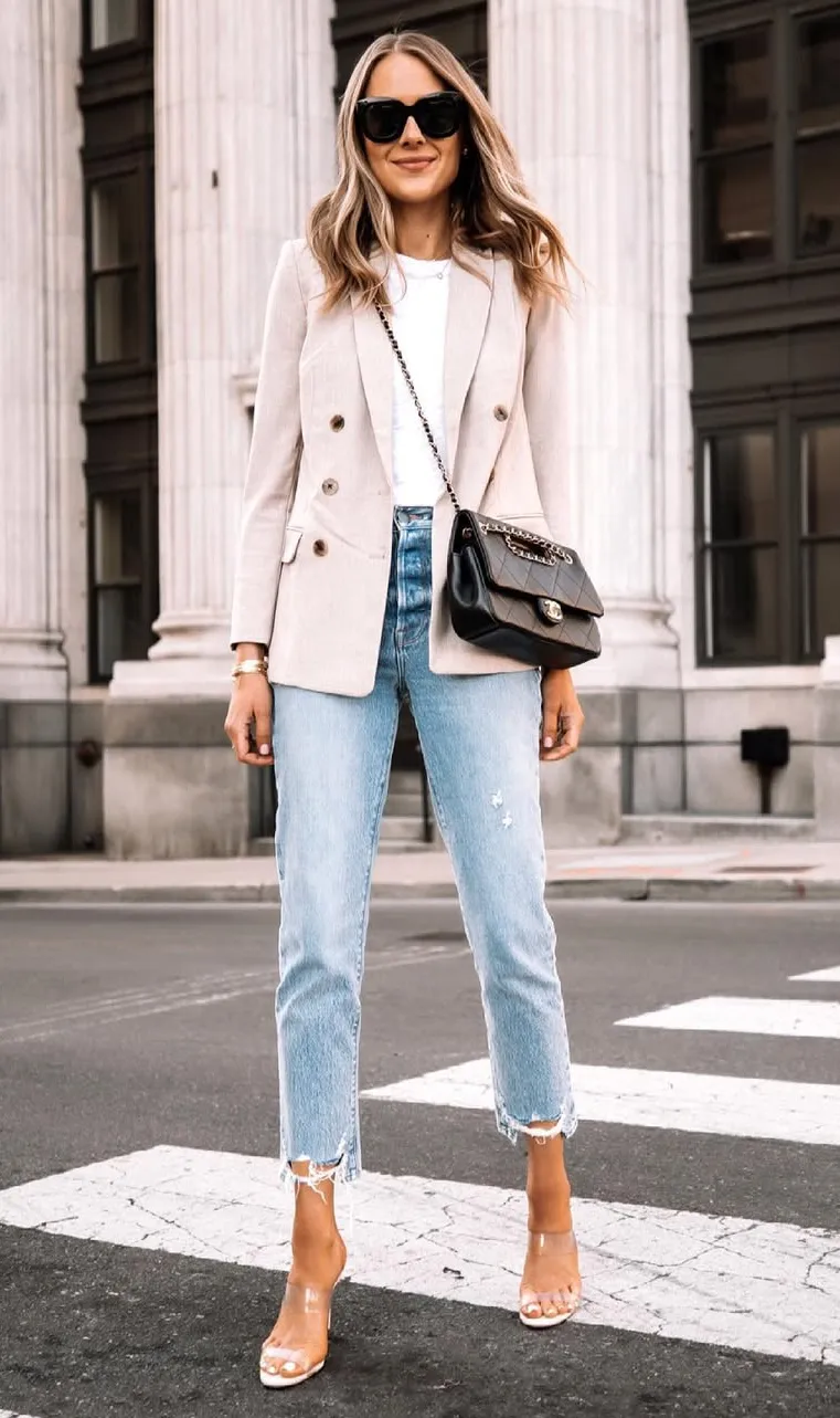A Blazer-and-Jeans Combo for Effortless Business Casual Chic