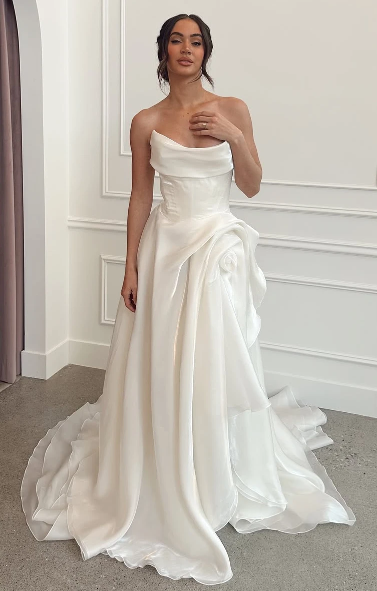 A Flowing Drop Waist Bridal Gown
