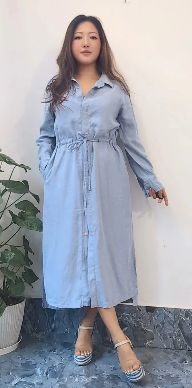 A Light Blue Shirt Dress for Modern Business Casual Ease
