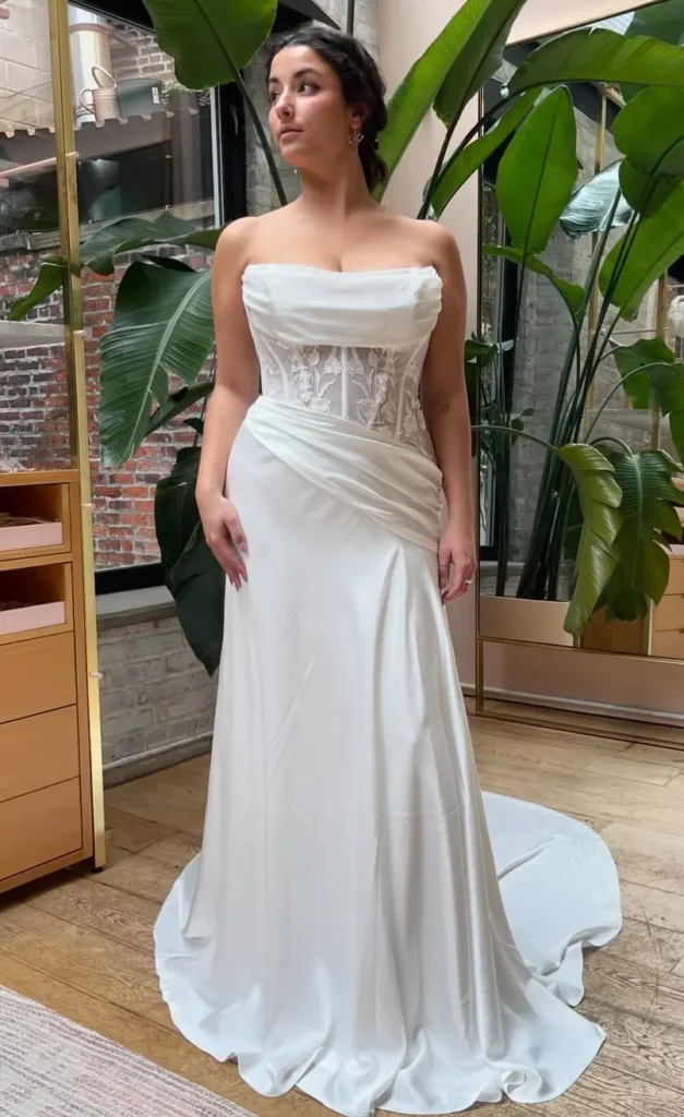 A Sheer Corset Drop Waist Bridal Gown
