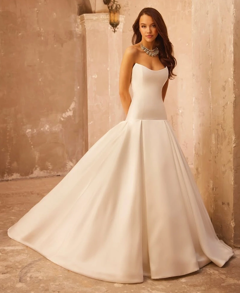 A Structured Drop Waist Bridal Ballgown