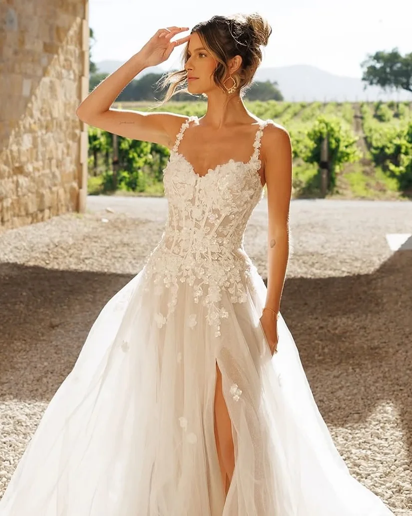 An Embroidered Drop Waist Bridal Ensemble