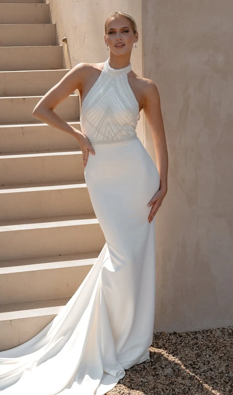 Beaded Wedding Dress in Modern Serenity