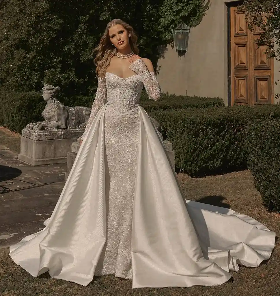 Beaded Wedding Dress in Timeless Romance