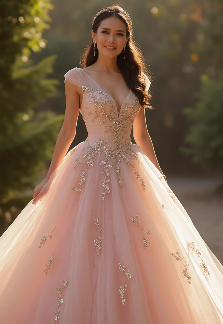 Blush Embellished Crystal Ballgown A Softly Sparkling