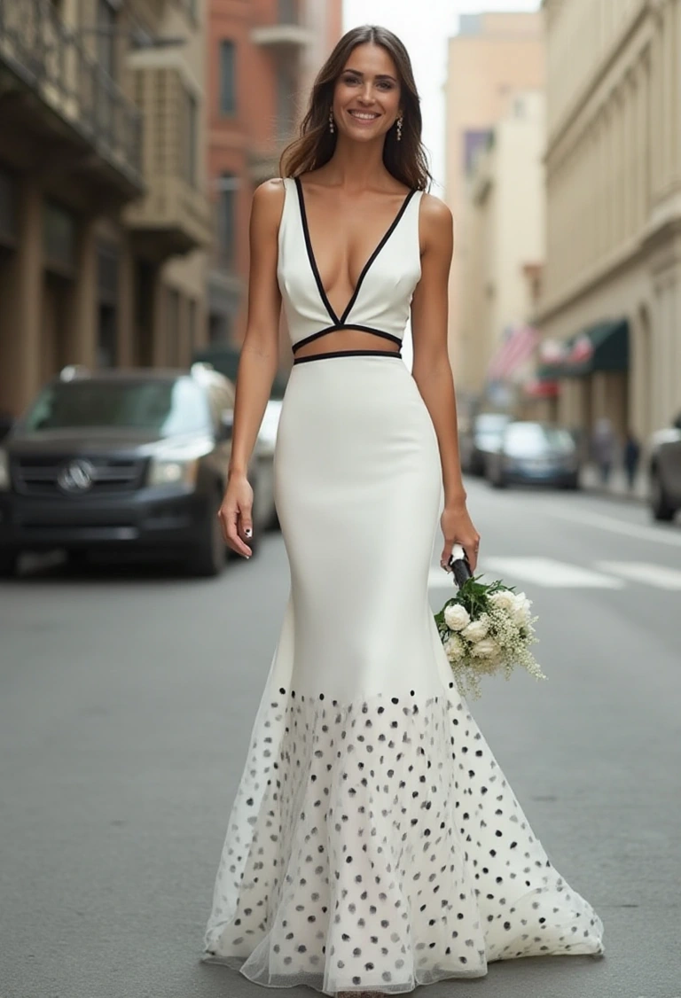 Bold White Polka Dot Wedding Dress