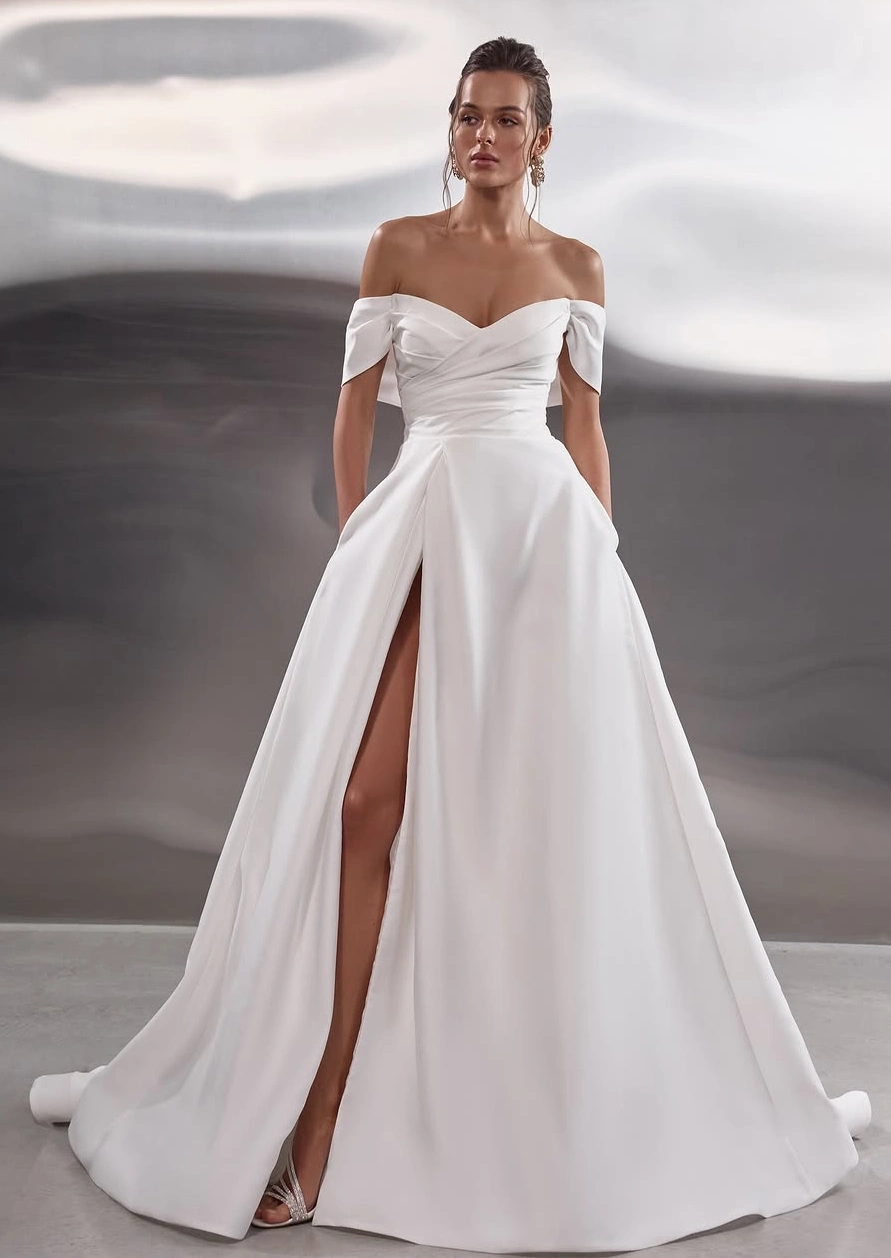 Bold White Satin Wedding Dress