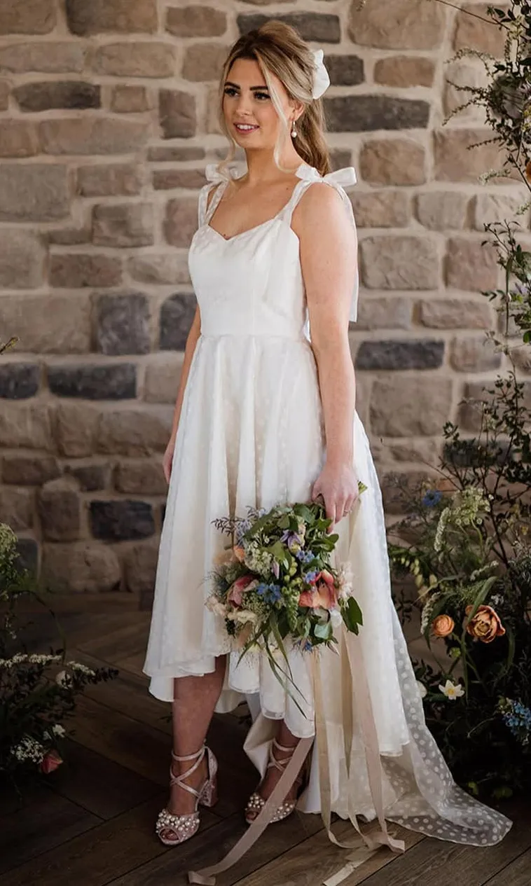 Chic White Polka Dot Wedding Dress