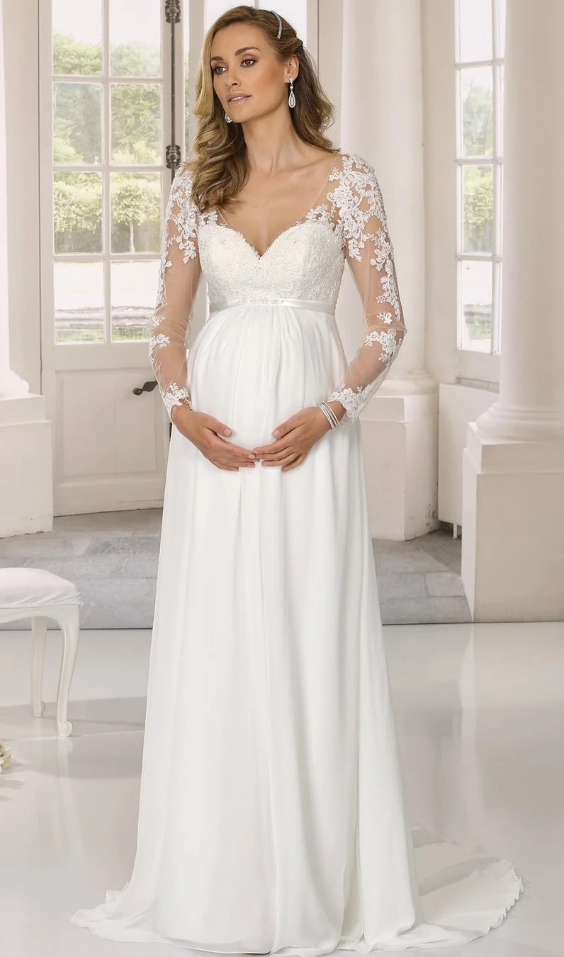 Classic White Maternity Wedding Dress