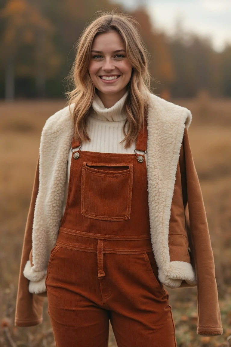 Corduroy & Shearling Layers in an Autumn Outfit