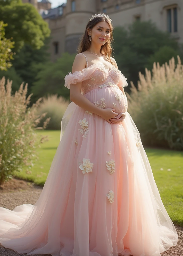 Dreamy Pink Maternity Wedding Dress