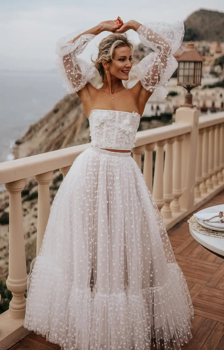Dreamy White Polka Dot Wedding Dress