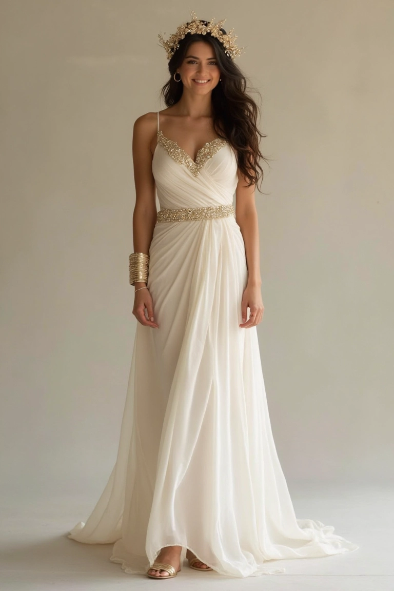 Elegant Ivory Beaded Wedding Dress