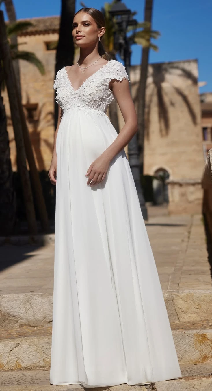 Elegant Ivory Maternity Wedding Dress