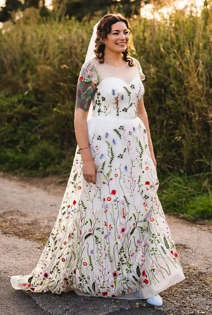 Embroidery Wedding Dress in Nature’s Palette